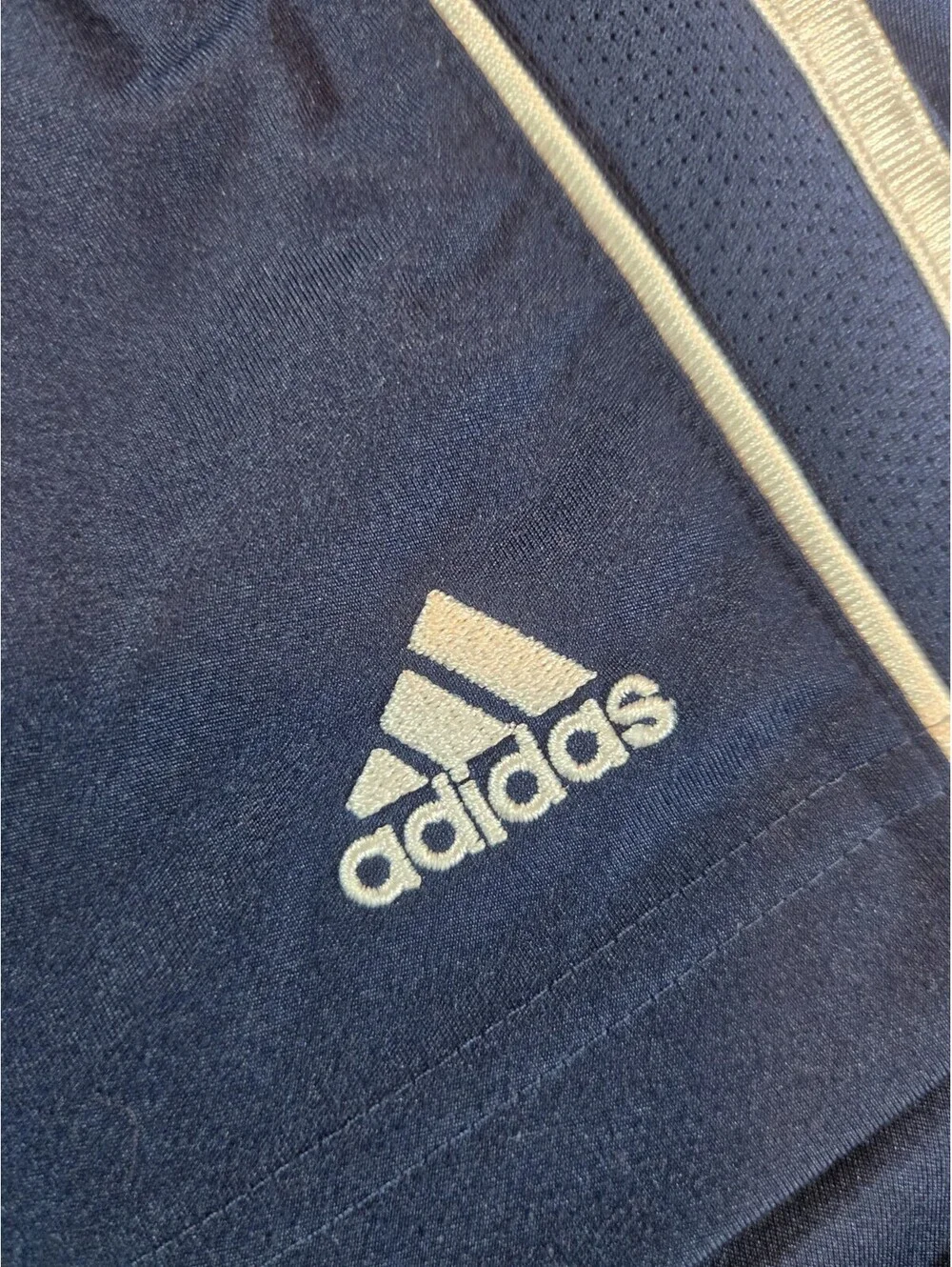Vintage Y2K Adidas Climalite 2XL Navy 3 Stripe Athletic Soccer Shorts Drawstring